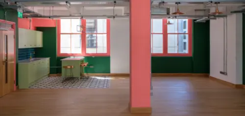 An office with natural light.