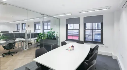 An office with open plan space.